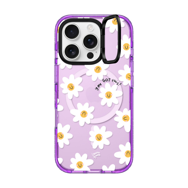 Laura Jane Illustrations x CASETiFY iPhone 16 Pro Case パープル インパクトリングスタンドケース MagSafe対応 Daisies by Laura Jane Illustrations Laura Jane Illustrations x CASETiFY iPhone 16 Pro Case パープル インパクトリングスタンドケース MagSafe対応 Daisies by Laura Jane Illustrations