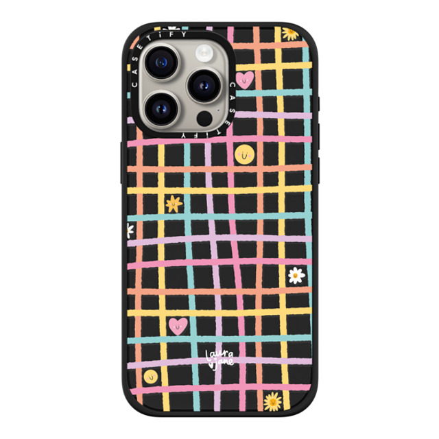 Laura Jane Illustrations x CASETiFY iPhone 15 Pro Max ケース マットブラック インパクトケース MagSafe対応 Gingham by Laura Jane Illustrations