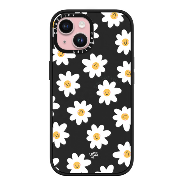 Laura Jane Illustrations x CASETiFY iPhone 15 ケース マットブラック インパクトケース MagSafe対応 Daisies by Laura Jane Illustrations