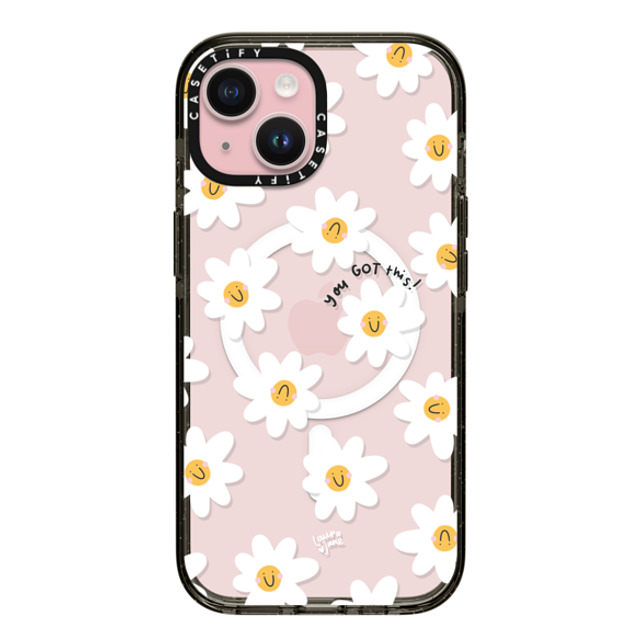 Laura Jane Illustrations x CASETiFY iPhone 15 ケース ブラック インパクトケース MagSafe対応 Daisies by Laura Jane Illustrations