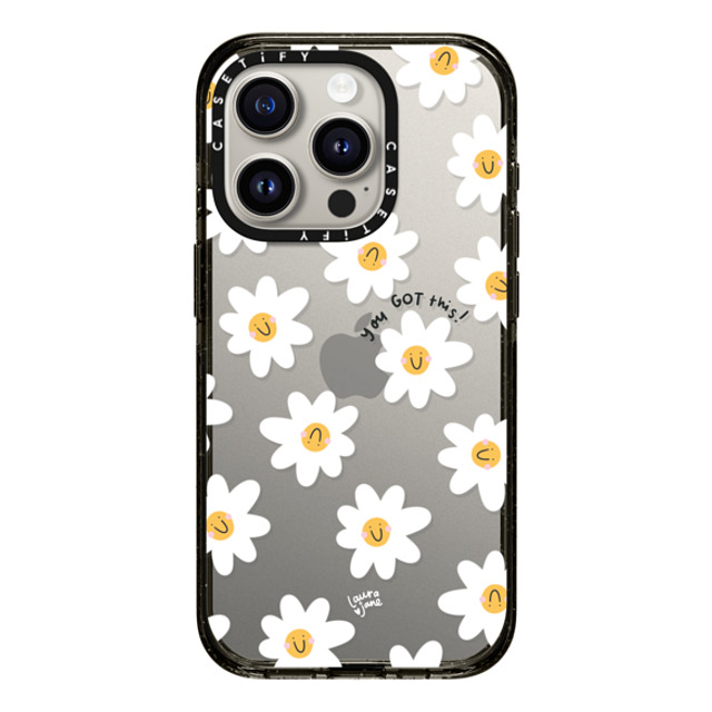 Laura Jane Illustrations x CASETiFY iPhone 15 Pro ケース ブラック インパクトケース Daisies by Laura Jane Illustrations