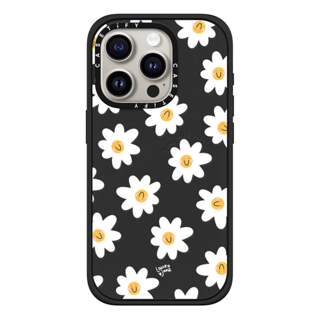 Laura Jane Illustrations x CASETiFY iPhone 15 Pro ケース マットブラック インパクトケース MagSafe対応 Daisies by Laura Jane Illustrations