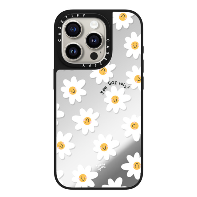 Laura Jane Illustrations x CASETiFY iPhone 15 Pro Case Silver on Black ミラーケース MagSafe対応 Daisies by Laura Jane Illustrations Laura Jane Illustrations x CASETiFY iPhone 15 Pro Case Silver on Black ミラーケース MagSafe対応 Daisies by Laura Jane Illustrations