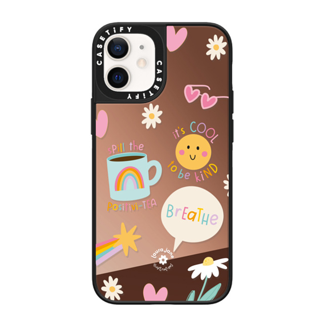 Laura Jane Illustrations x CASETiFY iPhone 12 mini ケース Bronze on Black ミラーケース MagSafe対応 Breathe by Laura Jane Illustrations