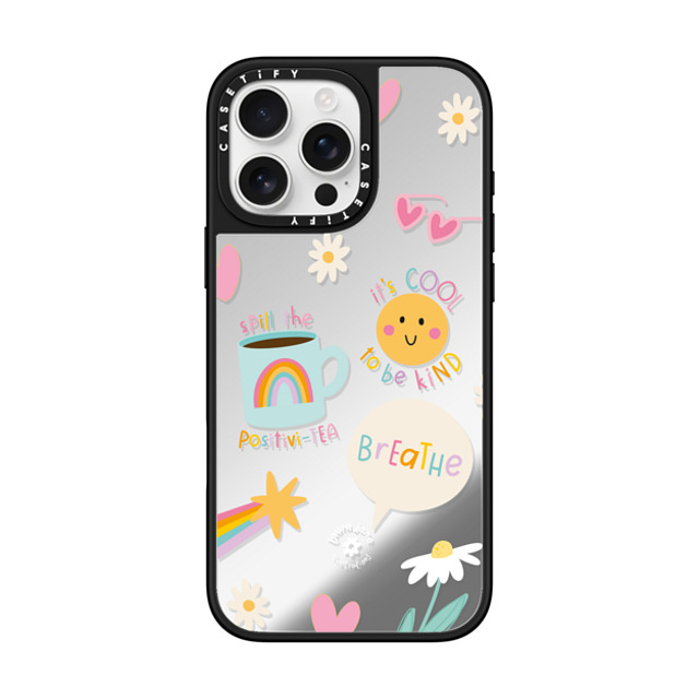 Laura Jane Illustrations x CASETiFY iPhone 16 Pro Max ケース Silver on Black ミラーケース MagSafe対応 Breathe by Laura Jane Illustrations