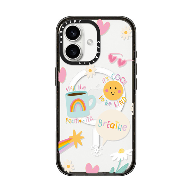 Laura Jane Illustrations x CASETiFY iPhone 16 ケース ブラック インパクトケース MagSafe対応 Breathe by Laura Jane Illustrations