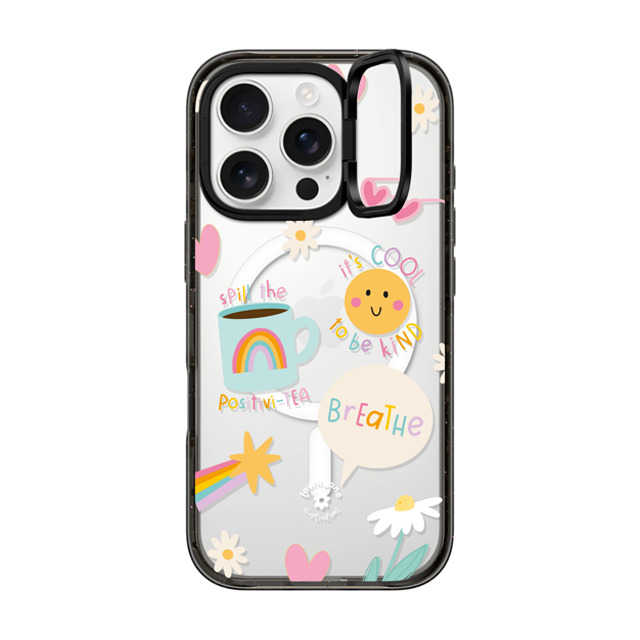 Laura Jane Illustrations x CASETiFY iPhone 16 Pro ケース ブラック インパクトリングスタンドケース MagSafe対応 Breathe by Laura Jane Illustrations