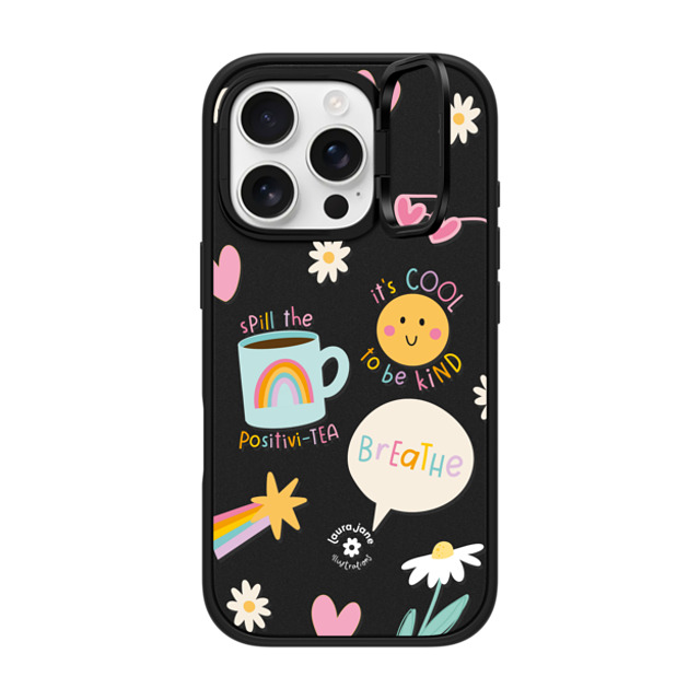 Laura Jane Illustrations x CASETiFY iPhone 16 Pro ケース マットブラック インパクトリングスタンドケース MagSafe対応 Breathe by Laura Jane Illustrations