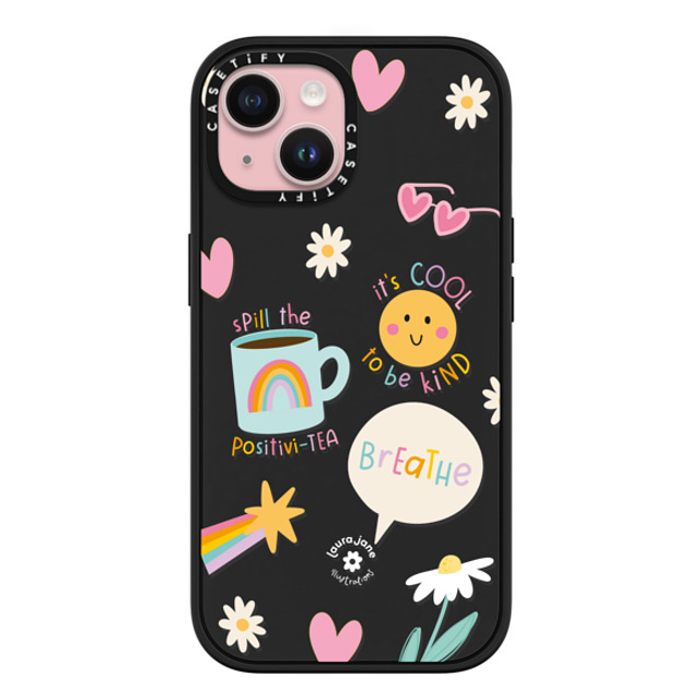 Laura Jane Illustrations x CASETiFY iPhone 15 ケース マットブラック インパクトケース MagSafe対応 Breathe by Laura Jane Illustrations