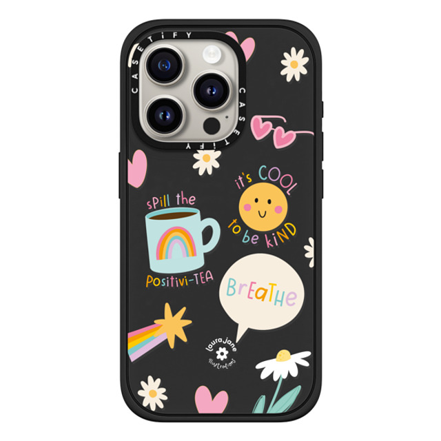 Laura Jane Illustrations x CASETiFY iPhone 15 Pro ケース マットブラック インパクトケース MagSafe対応 Breathe by Laura Jane Illustrations