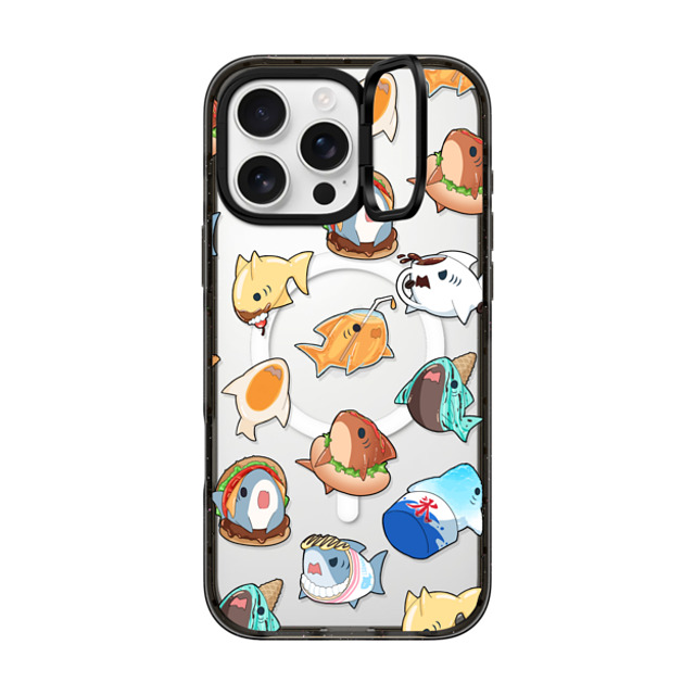 Leonarudo x CASETiFY iPhone 16 Pro Max ケース ブラック インパクトリングスタンドケース MagSafe対応 Food Leonarudo pattern