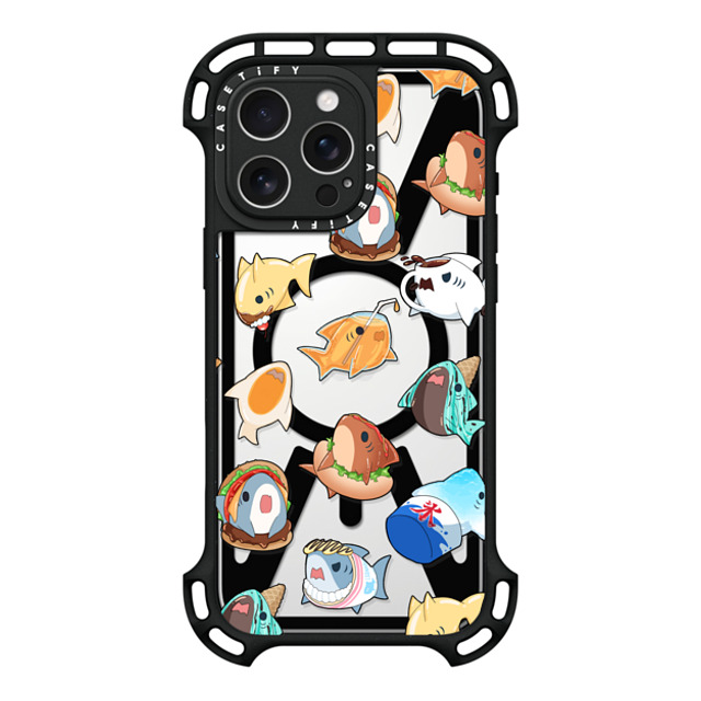 Leonarudo x CASETiFY iPhone 16 Pro Max ケース ブラック ウルトラ バウンスケース MagSafe対応 Food Leonarudo pattern