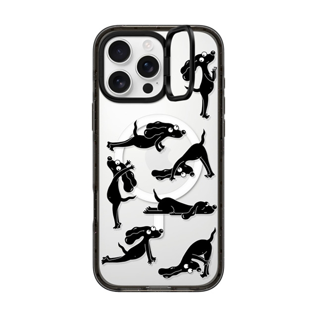 Clo'e Floirat x CASETiFY iPhone 16 Pro Max ケース ブラック インパクトリングスタンドケース MagSafe対応 Yoga Dogs