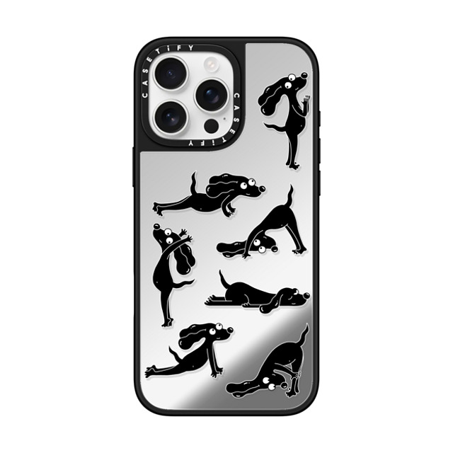 Clo'e Floirat x CASETiFY iPhone 16 Pro Max ケース Dog,Sport Silver on Black ミラーケース MagSafe対応 Yoga Dogs Back to School Clo'e Floirat x CASETiFY iPhone 16 Pro Max ケース Dog,Sport Silver on Black ミラーケース MagSafe対応 Yoga Dogs Back to School