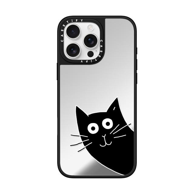 Clo'e Floirat x CASETiFY iPhone 16 Pro Max ケース Sticker,Cat Silver on Black ミラーケース MagSafe対応 Hello Cat Back to School Clo'e Floirat x CASETiFY iPhone 16 Pro Max ケース Sticker,Cat Silver on Black ミラーケース MagSafe対応 Hello Cat Back to School