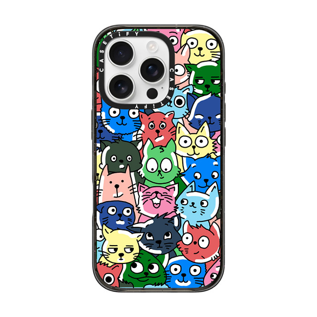 Clo'e Floirat x CASETiFY iPhone 16 Pro ケース Cartoon ブラック インパクトケース Cats Selfies Back to School Clo'e Floirat x CASETiFY iPhone 16 Pro ケース Cartoon ブラック インパクトケース Cats Selfies Back to School
