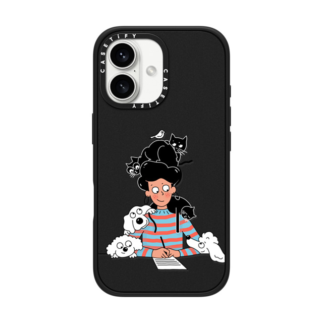 Clo'e Floirat x CASETiFY iPhone 16 Case Dog,Cartoon Matte Black Impact Case MagSafe Compatible Writing & Pets Mother's Day Clo'e Floirat x CASETiFY iPhone 16 Case Dog,Cartoon Matte Black Impact Case MagSafe Compatible Writing & Pets Mother's Day