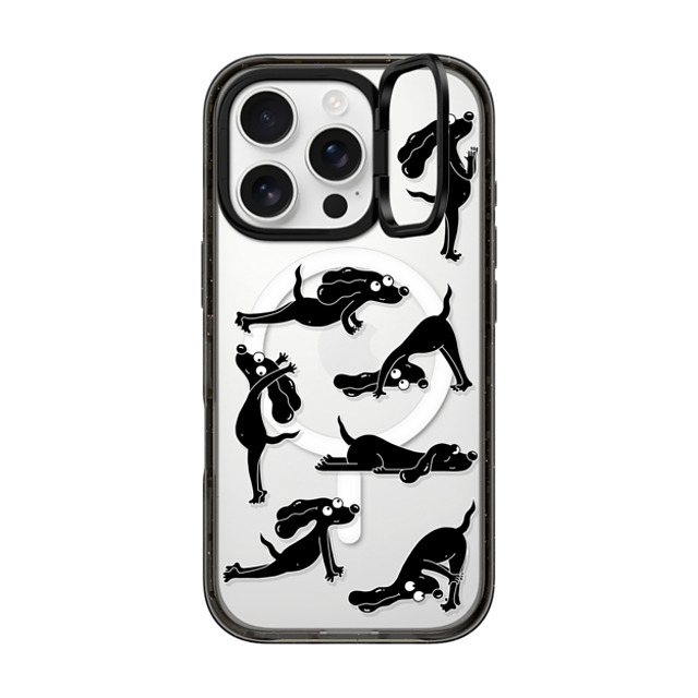 Clo'e Floirat x CASETiFY iPhone 16 Pro ケース ブラック インパクトリングスタンドケース MagSafe対応 Yoga Dogs