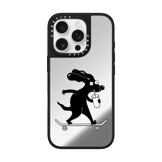 Clo'e Floirat x CASETiFY iPhone 16 Pro ケース Dog,Sport Silver on Black ミラーケース MagSafe対応 Dog on a Skate Back to School Clo'e Floirat x CASETiFY iPhone 16 Pro ケース Dog,Sport Silver on Black ミラーケース MagSafe対応 Dog on a Skate Back to School