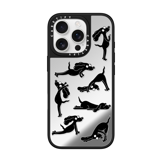 Clo'e Floirat x CASETiFY iPhone 16 Pro ケース Dog,Sport Silver on Black ミラーケース MagSafe対応 Yoga Dogs Back to School Clo'e Floirat x CASETiFY iPhone 16 Pro ケース Dog,Sport Silver on Black ミラーケース MagSafe対応 Yoga Dogs Back to School