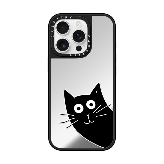 Clo'e Floirat x CASETiFY iPhone 16 Pro ケース Sticker,Cat Silver on Black ミラーケース MagSafe対応 Hello Cat Back to School Clo'e Floirat x CASETiFY iPhone 16 Pro ケース Sticker,Cat Silver on Black ミラーケース MagSafe対応 Hello Cat Back to School