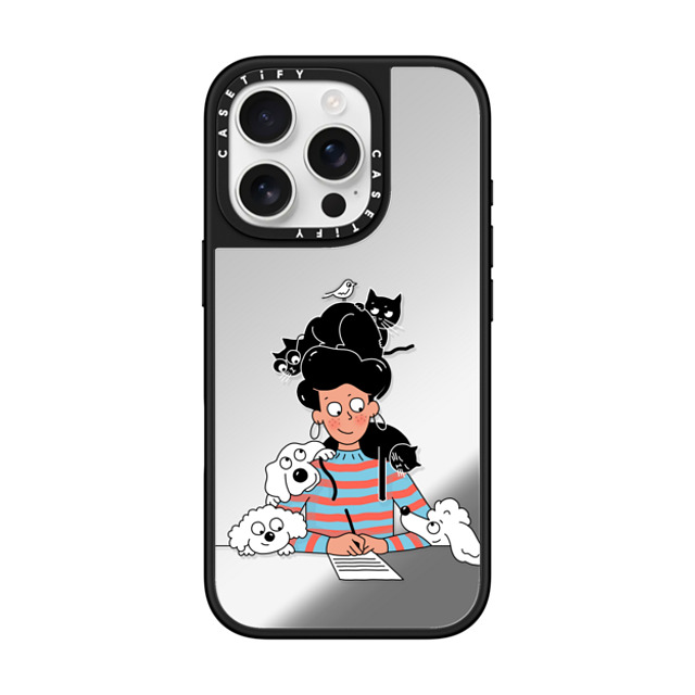 Clo'e Floirat x CASETiFY iPhone 16 Pro ケース Dog,Cartoon Silver on Black ミラーケース MagSafe対応 Writing & Pets Father's Day Clo'e Floirat x CASETiFY iPhone 16 Pro ケース Dog,Cartoon Silver on Black ミラーケース MagSafe対応 Writing & Pets Father's Day
