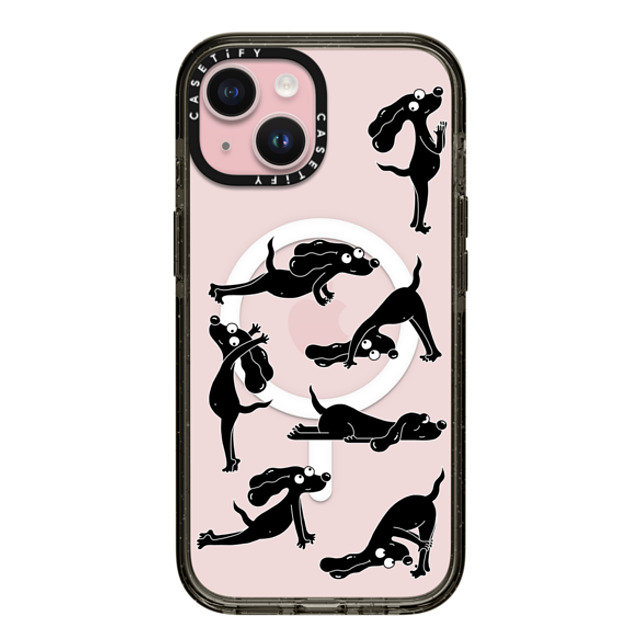 Clo'e Floirat x CASETiFY iPhone 15 ケース ブラック インパクトケース MagSafe対応 Yoga Dogs