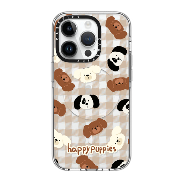 CASETiFY iPhone 14 Pro ケース クリア クリア ケース MagSafe対応 Happy Puppies boboland