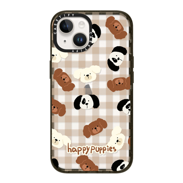 CASETiFY iPhone 14 ケース ブラック インパクトケース Happy Puppies boboland