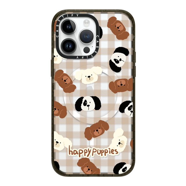 CASETiFY iPhone 14 Pro Max ケース ブラック インパクトケース MagSafe対応 Happy Puppies boboland