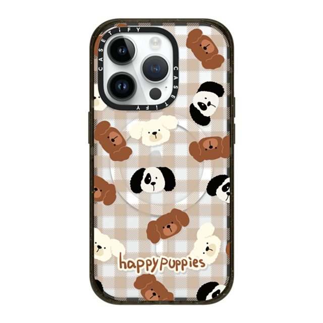 CASETiFY iPhone 14 Pro ケース ブラック インパクトケース MagSafe対応 Happy Puppies boboland