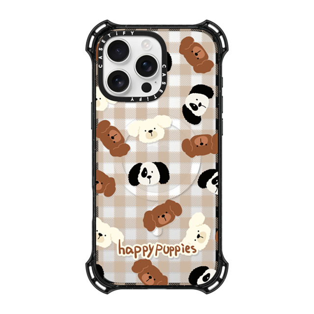 CASETiFY iPhone 16 Pro Max ケース ブラック バウンスケース Happy Puppies boboland