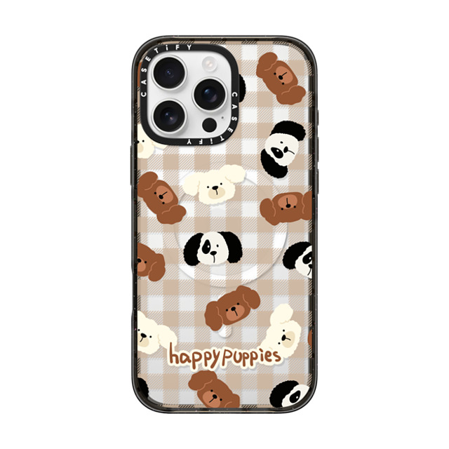 CASETiFY iPhone 16 Pro Max ケース ブラック インパクトケース MagSafe対応 Happy Puppies boboland