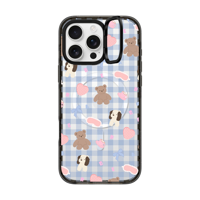 CASETiFY iPhone 16 Pro Max ケース ブラック インパクトリングスタンドケース MagSafe対応 Sleepwalking Bear boboland