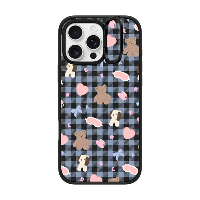 CASETiFY iPhone 16 Pro Max ケース マットブラック インパクトリングスタンドケース MagSafe対応 Sleepwalking Bear boboland