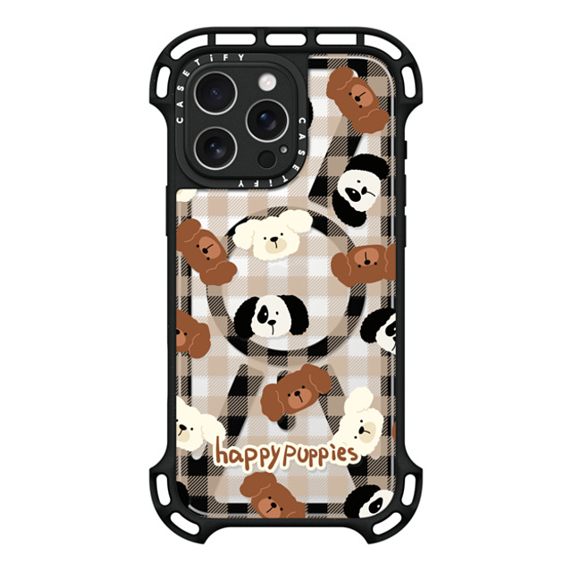 CASETiFY iPhone 16 Pro Max ケース ブラック ウルトラ バウンスケース MagSafe対応 Happy Puppies boboland