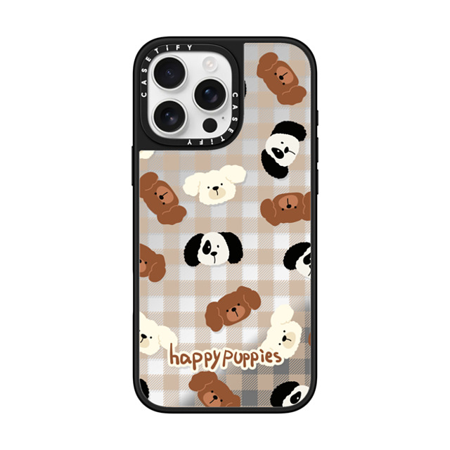 CASETiFY iPhone 16 Pro Max ケース Silver on Black ミラーケース MagSafe対応 Happy Puppies boboland