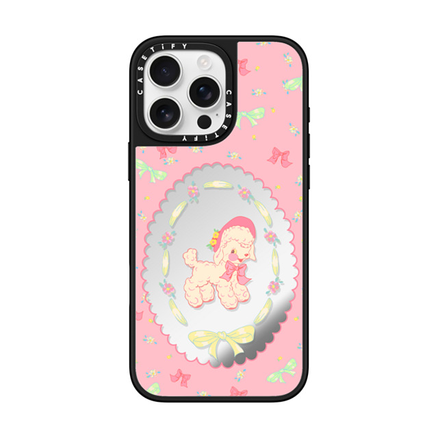 CASETiFY iPhone 16 Pro Max ケース Silver on Black ミラーケース MagSafe対応 Pink Lamb boboland