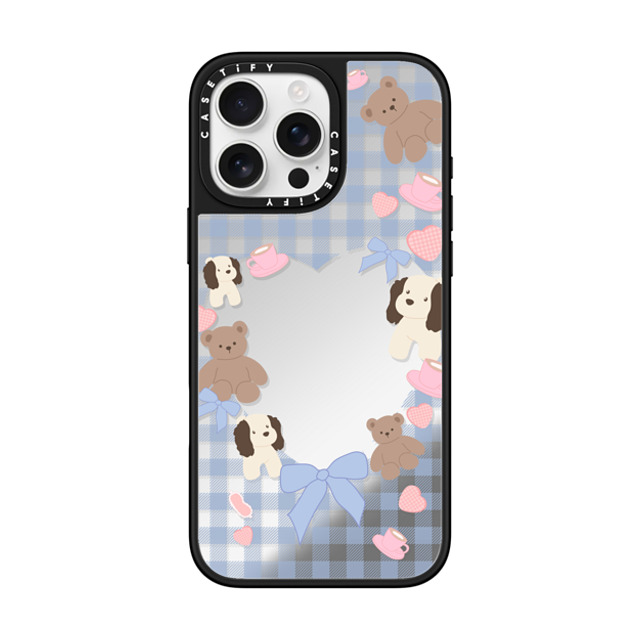 CASETiFY iPhone 16 Pro Max ケース Silver on Black ミラーケース MagSafe対応 Puppy Pudding boboland