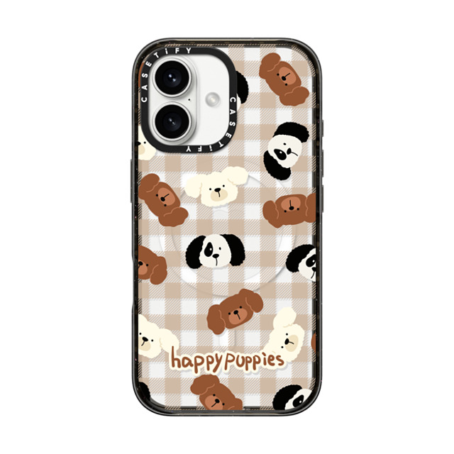 CASETiFY iPhone 16 ケース ブラック インパクトケース MagSafe対応 Happy Puppies boboland