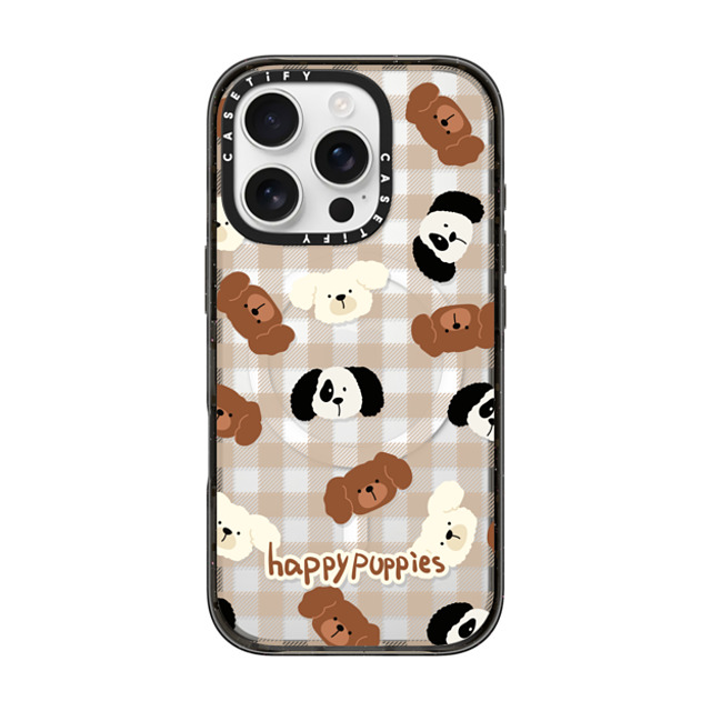 CASETiFY iPhone 16 Pro ケース ブラック インパクトケース MagSafe対応 Happy Puppies boboland