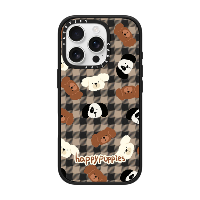 CASETiFY iPhone 16 Pro ケース マットブラック インパクトケース MagSafe対応 Happy Puppies boboland