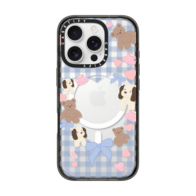 CASETiFY iPhone 16 Pro ケース ブラック インパクトケース MagSafe対応 Puppy Pudding boboland