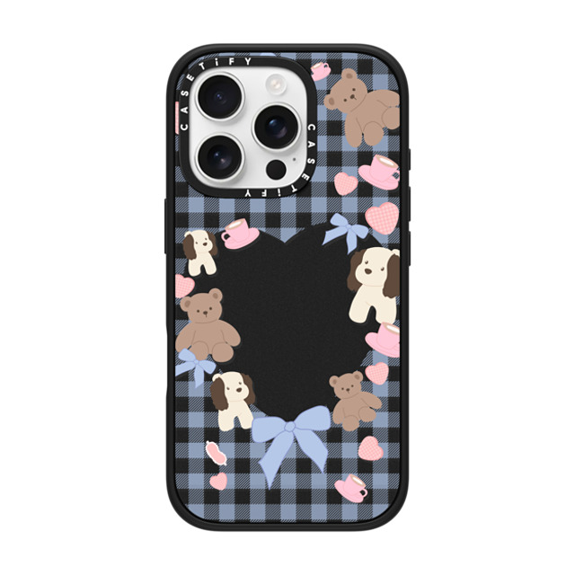 CASETiFY iPhone 16 Pro ケース マットブラック インパクトケース MagSafe対応 Puppy Pudding boboland