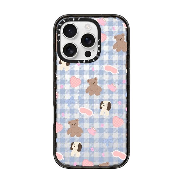 CASETiFY iPhone 16 Pro ケース ブラック インパクトケース Sleepwalking Bear boboland