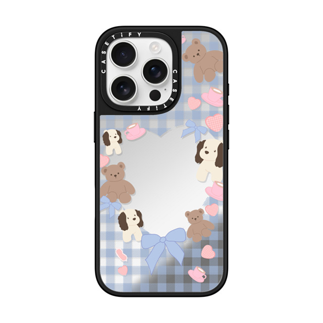 CASETiFY iPhone 16 Pro ケース Silver on Black ミラーケース MagSafe対応 Puppy Pudding boboland