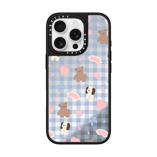 CASETiFY iPhone 16 Pro ケース Silver on Black ミラーケース MagSafe対応 Sleepwalking Bear boboland