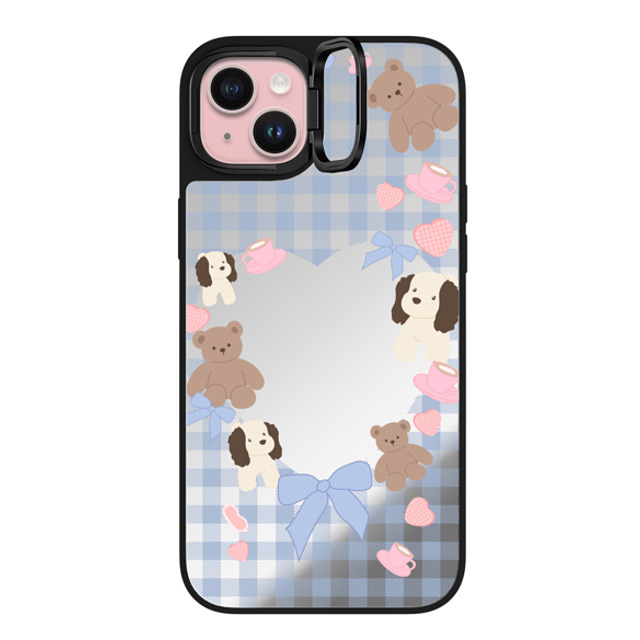 CASETiFY iPhone 15 Plus ケース Silver on Black ミラー リングスタンドケース MagSafe対応 Puppy Pudding boboland Back to School CASETiFY iPhone 15 Plus ケース Silver on Black ミラー リングスタンドケース MagSafe対応 Puppy Pudding boboland Back to School