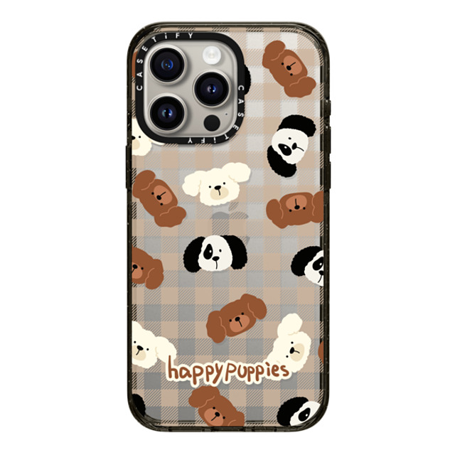 CASETiFY iPhone 15 Pro Max ケース ブラック インパクトケース Happy Puppies boboland