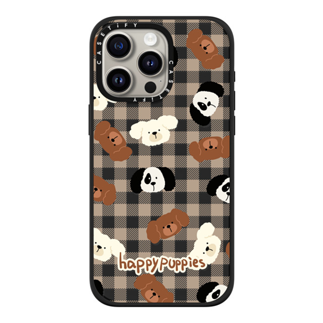 CASETiFY iPhone 15 Pro Max ケース マットブラック インパクトケース MagSafe対応 Happy Puppies boboland